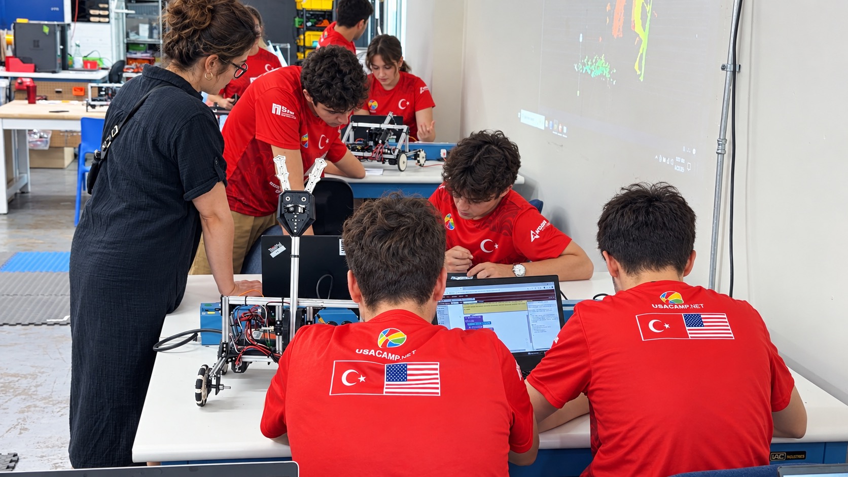 teknoloji-robotik-duzenlenmis USA CAMP robotik ve kodlama atölyesi; yüzleri yapay zekâ ile düzenlenmiş gezi fotoğrafı