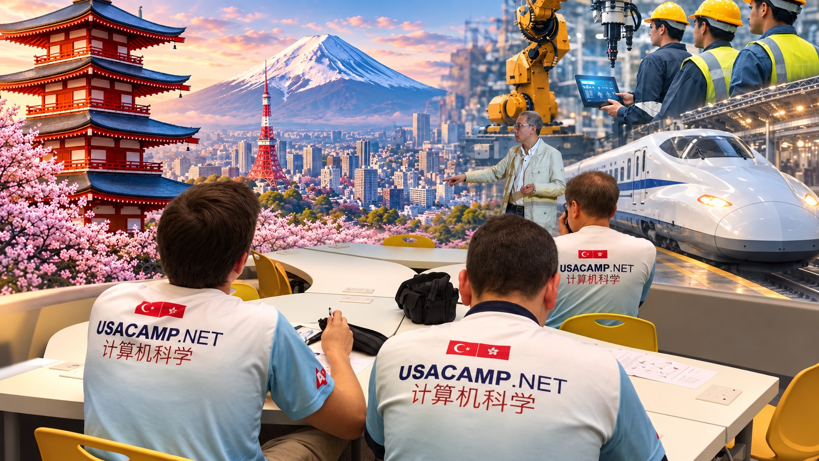uzakdogu-egitim-birlesik USA CAMP öğrencileri derste; Japonya, hızlı tren ve robotik teknolojileriyle birleştirilmiş eğitim gezisi tasarımı